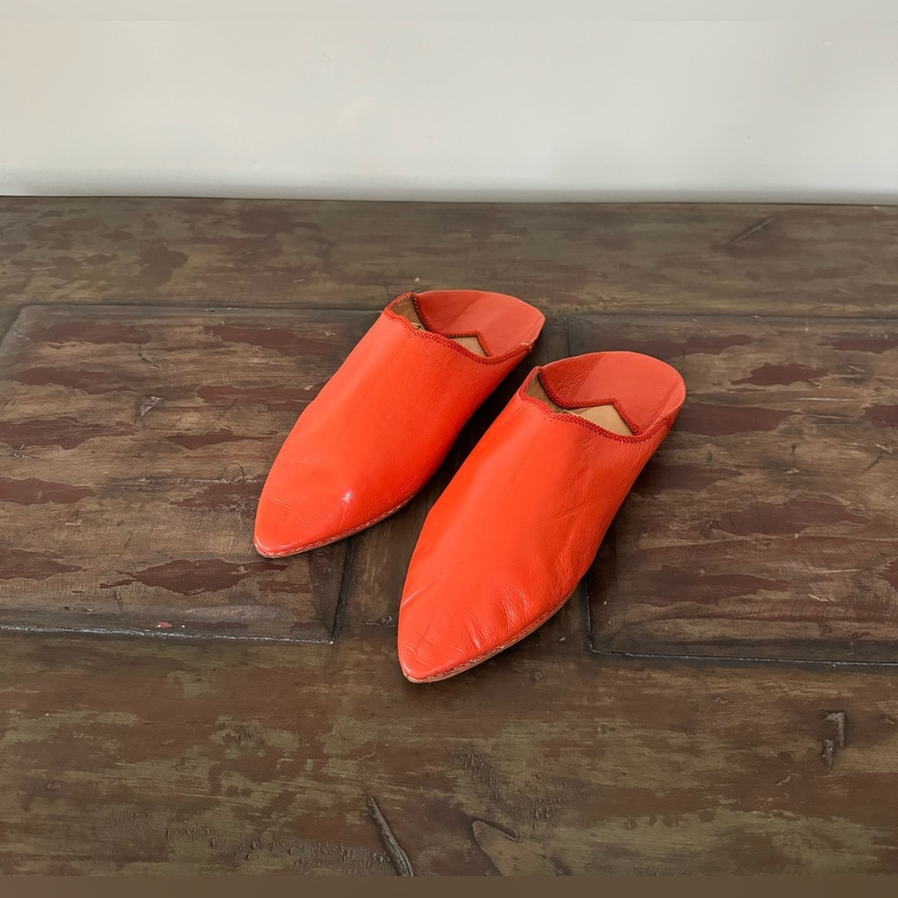 Moroccan‎ handmade all leather Babouche shoes/slippers in Sz M - Picture 2 of 10